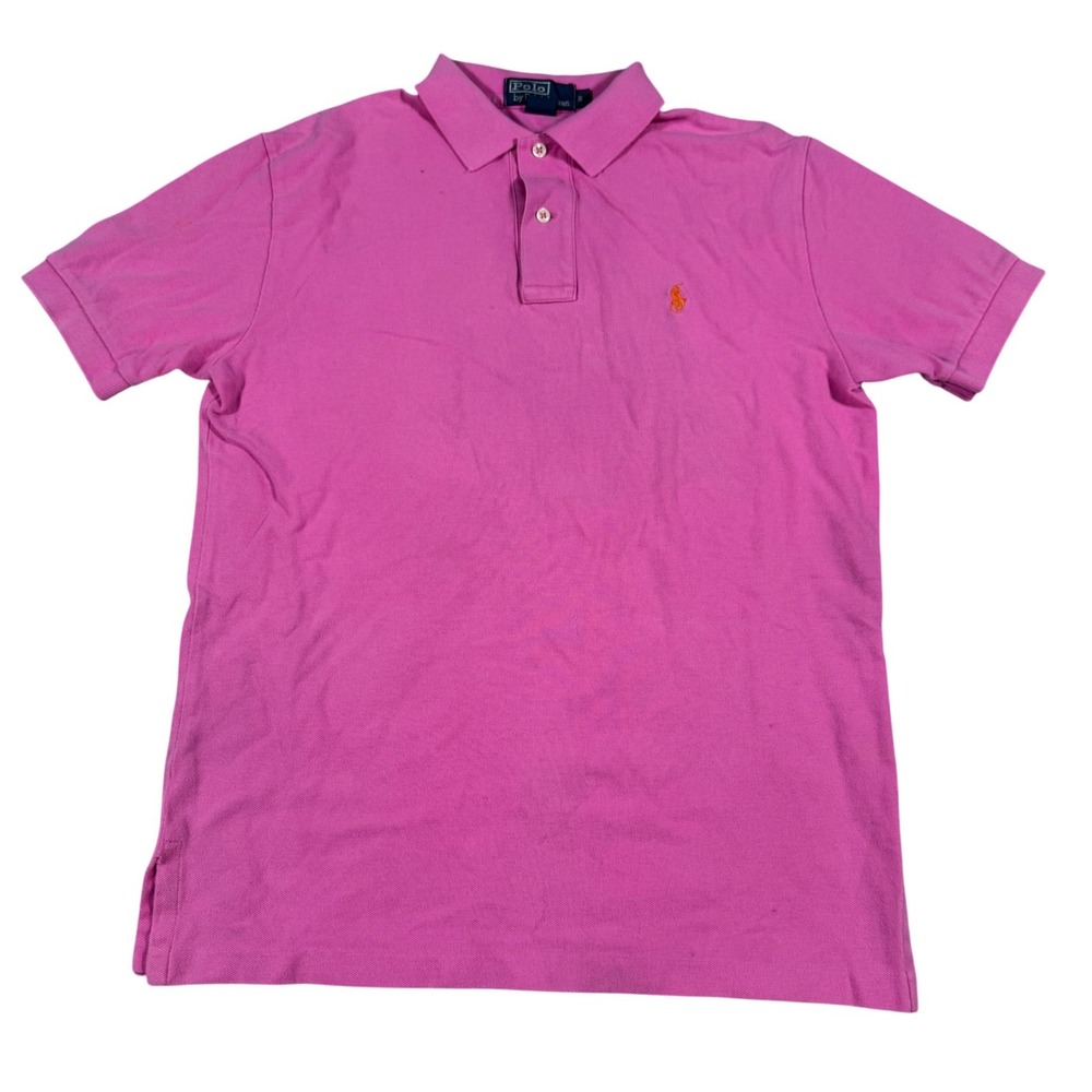 Polo Ralph Lauren Polo Shirt Mens S Pink Orange Pony Logo Pique Short Sleeve
